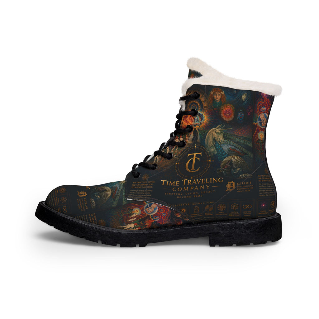 Time-Traveling Company Leather Fur Boots — Men's Steampunk Explorer Boots