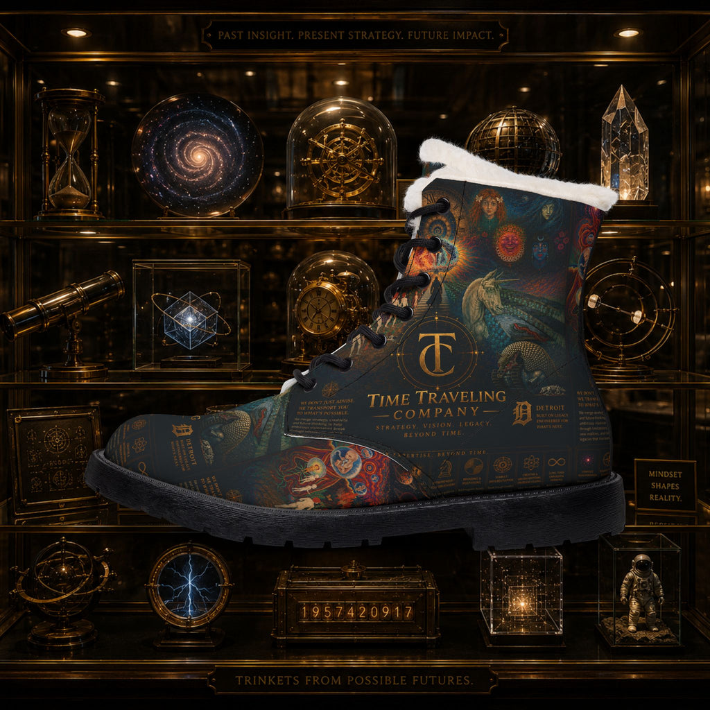 Time-Traveling Company Leather Fur Boots — Men's Steampunk Explorer Boots