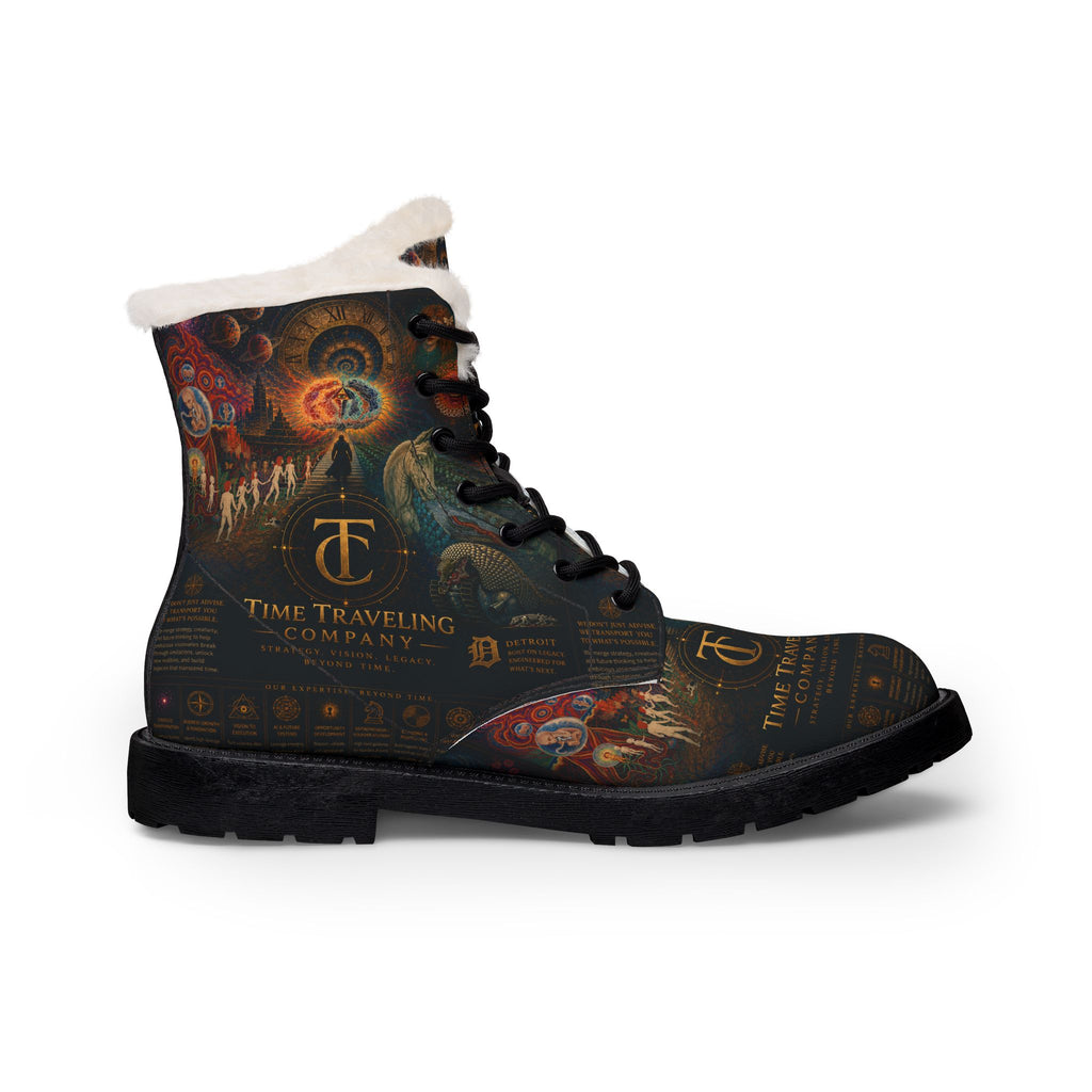 Time-Traveling Company Leather Fur Boots — Men's Steampunk Explorer Boots