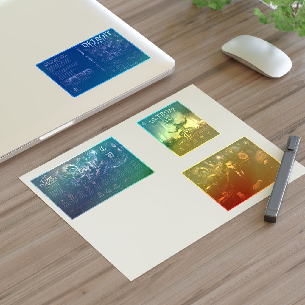 Detroit Time-Traveling Sticker Sheet — Vintage Mystery Poster Set